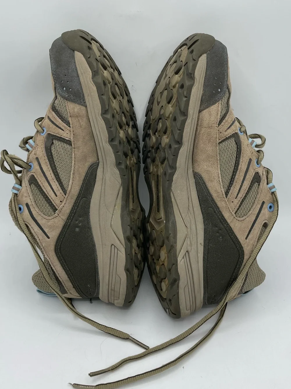 New Balance 759 Country Trail Walking Taupe Suede Athletic Sneakers Blue Trim